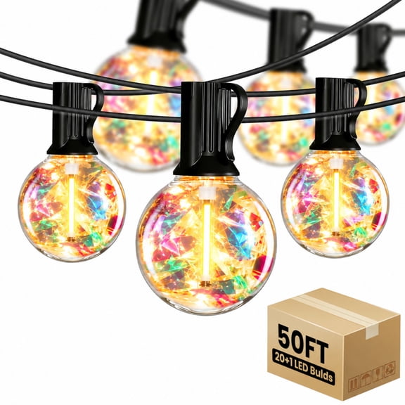 PHOPOLLO Outdoor String Lights 50ft G40, 20+1 LED Bulbs E12 Shatterproof, Waterproof Hanging Globe Lights for Patio, Garden, Christmas