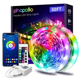 PHOPOLLO Bluetooth LED Strip Lights 50ft, Music Sync Color Changing LED Lights for Bedroom, Kitchen, Party, Room Decor