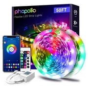 PHOPOLLO Bluetooth LED Strip Lights 50ft, Music Sync Color Changing LED Lights for Bedroom, Kitchen, Party, Room Decor