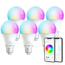 PHOPOLLO Smart Light Bulbs, LED Bluetooth Bulbs with App Control, RGB Color Changing Bulbs, A19 9W E26, for Home Bedroom (6 Pack)