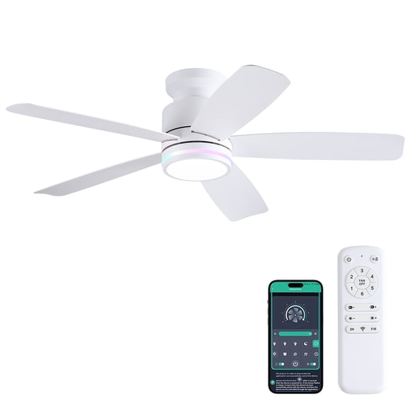 PHORUS 41in Ceiling Fan with Lights Modern Fan Light with Remote RGB LED White for Bedroom Living Room