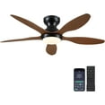 thumbnail image 1 of PHORUS 46" Low Profile Ceiling Fan with Light and Remote, Modern Flush Mount Ceiling Fan with APP Control, Quiet Reversible DC Motor, Dimmable LED, Indoor/Outdoor, Brown, 1 of 10