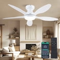 thumbnail image 1 of PHORUS 46'' Modern Low Profile Ceiling Fan with Light, Remote & App Control, Quiet DC Motor, Reversible, Dimmable LED,Flush Mount for Bedroom, Kitchen, Indoor/Outdoor Patio, White, 1 of 11