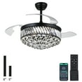thumbnail image 1 of PHORUS 48" Invisible Crystal Ceiling Fan Chandelier with Light, DC Motor 6-Speed Dimmable Fan with Remote Control, Retractable ABS Blades and Timer for Indoor Bedroom Living Room,Black, 1 of 11