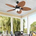 thumbnail image 1 of PHORUS 50" Tropical Ceiling Fan with Light and Remote/APP, Outdoor Waterproof Palm Leaf Ceiling Fan, 6 Speeds Quiet DC Motor, Wet Rated for Patio, Porch, Brown, 1 of 10