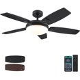 thumbnail image 1 of PHORUS 52'' Black Outdoor Ceiling Fan with LED Light, Remote Control, 3-Color Dimmable, Reversible 6-Speed Modern Fan for Bedroom & Kitchen, 1 of 7