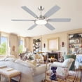 thumbnail image 1 of PHORUS 52" Modern Ceiling Fan with Light, 6 Blades,Low Profile Flush Mount, Remote & APP Control,Reversible Fan for Bedroom, Kitchen, Patio – Silver, 1 of 5