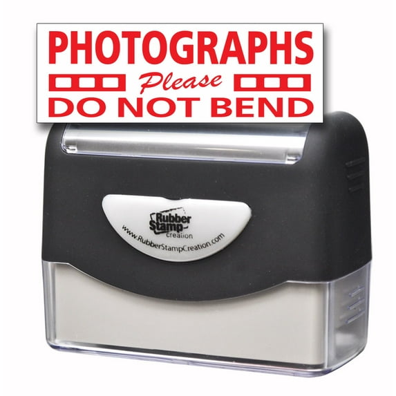 PHOTOGRAPHS PLEASE DO NOT BEND Pre-inked Stamp - Red Ink (Large)