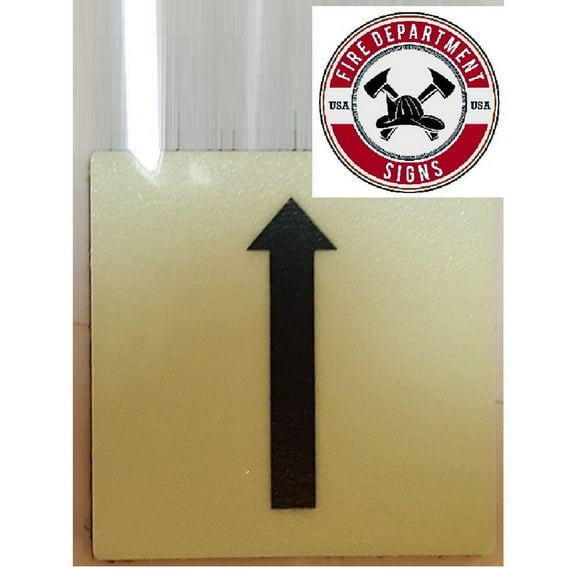 PHOTOLUMINESCENT DOOR IDENTIFICATION LETTER "One Arrow UP " SIGN HEAVY DUTY / GLOW IN THE DARK "DOOR NUMBER" SIGN HEAVY DUTY (ALUMINUM SIGN 1.5 X 1.5)(ref-2022-4)