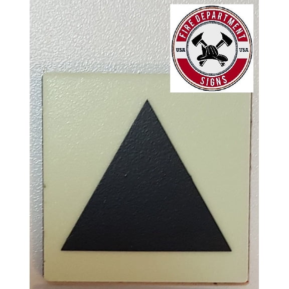 PHOTOLUMINESCENT DOOR IDENTIFICATION LETTER "Triangle" SIGN HEAVY DUTY / GLOW IN THE DARK "DOOR SYMBOL" SIGN HEAVY DUTY (ALUMINUM SIGN 1.5 X 1.5)(ref-2022-4)