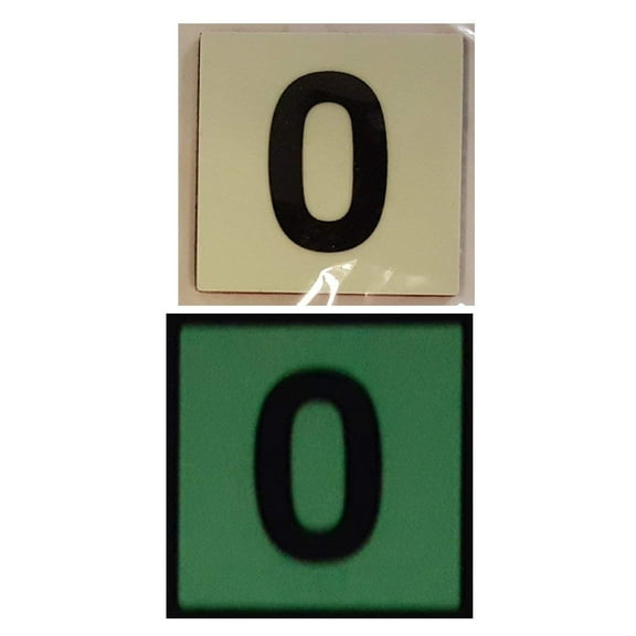 PHOTOLUMINESCENT DOOR IDENTIFICATION NUMBER 0 (ZERO) SIGN HEAVY DUTY / GLOW IN THE DARK "DOOR NUMBER" SIGN HEAVY DUTY (ALUMINUM SIGN 1.5 X 1.5)