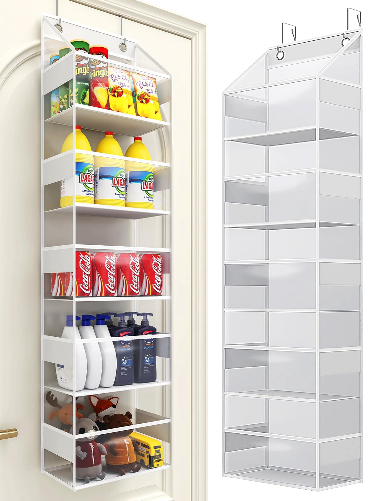Door Storage Racks PHOTOONE 5-Tier Over The Door Storage Hanging Organizer, Clear Hanging ...