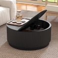 thumbnail image 1 of PHOYAL 31.5" Fluted Round Coffee Table with Flip Top and Hidden Compartments Storage for Living Room, Black, 1 of 9