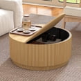 thumbnail image 1 of PHOYAL 31.5" Fluted Round Coffee Table with Flip Top and Hidden Compartments Storage for Living Room, Natural, 1 of 9