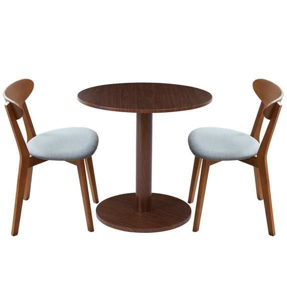PHOYAL 31.5" MDF Small Round Dining Table Set for 2, Tulip Style Pedestal Dining Tables for Kitchen Small Space Apartment, Walnut