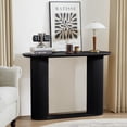thumbnail image 1 of PHOYAL 42.51" Long Black Console Table with Vertical Stripe, Oval Fluted Sofa Table with Curved Edge Design for Entryway Hallway Living Room, 1 of 8
