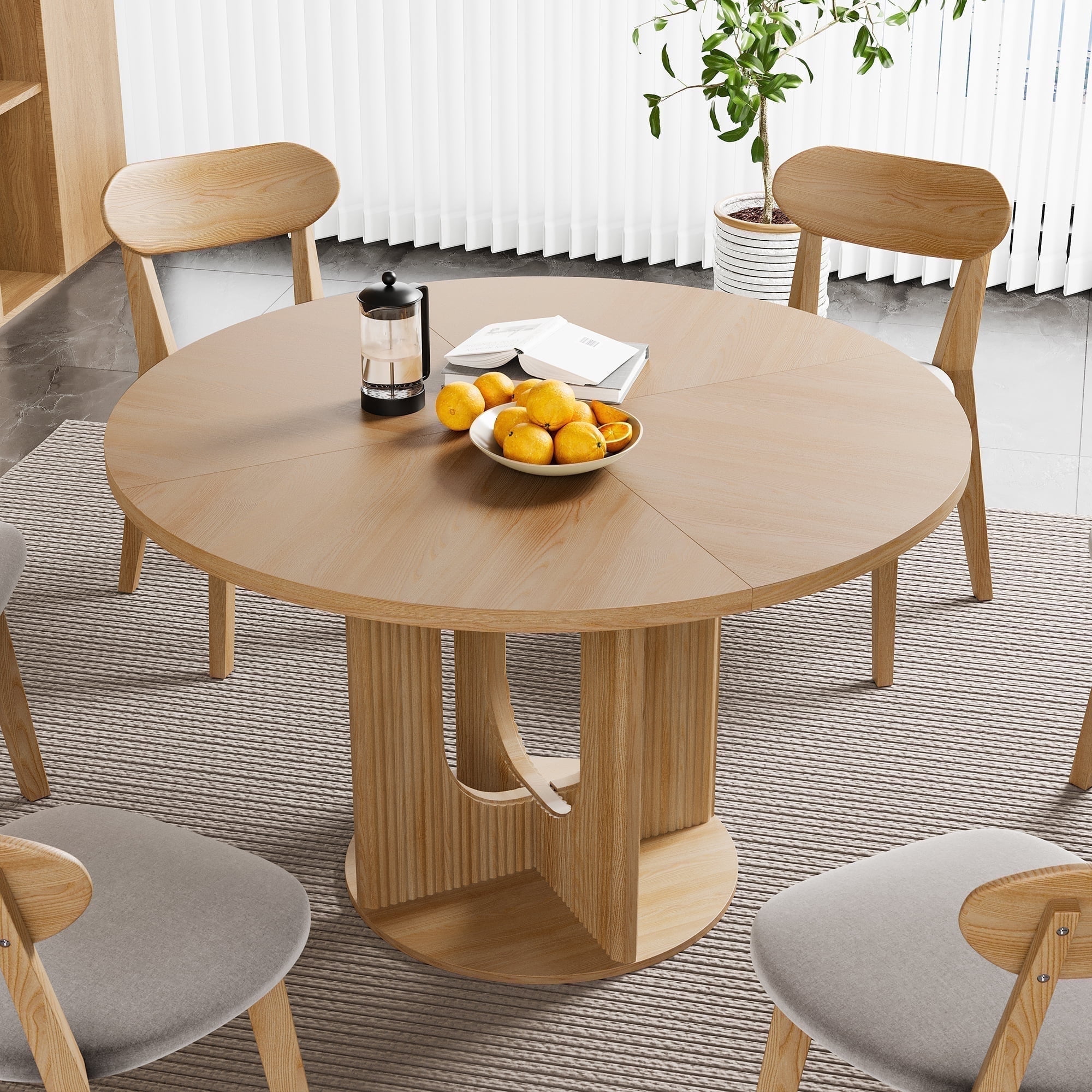PHOYAL 47 inch Round Dining Table, Circle Kitchen Table for 4-6, Large ...