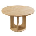 thumbnail image 1 of PHOYAL 47 inch Round Dining Table, Circle Kitchen Table for 4-6, Large Wood Dinner Table, Wooden Fluted Pedestal Dinning Table for Dining Room, Mid Century Modern Style, Natural, 1 of 10