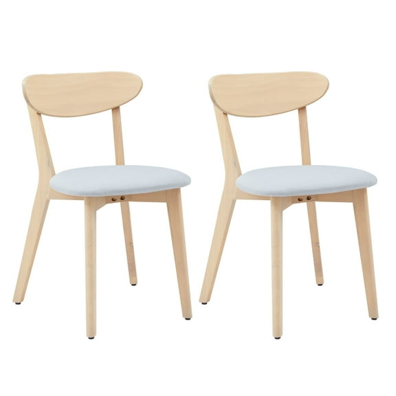 PHOYAL Dining Chairs Set of 2, Breathable Linen Fabric Curved Kitchen Chairs for Dining Room, Natural