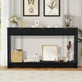 thumbnail image 1 of PHOYAL Fluted Black Console Table with 3 Drawers, Wave Entryway Table with Storage Shelf, Narrow Wood Sofa Table for Hallway Living Room, 1 of 7