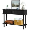 thumbnail image 1 of PHOYAL Fluted Console Table Sofa Table with 2 Tambour Sliding Doors and Open Storage Shelves, Modern Entryway Table Accent Table for Living Room Hallway Bedroom, Black, 1 of 8