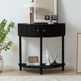 thumbnail image 1 of PHOYAL Fluted Half Moon Console Table with Drawers and Storage, Wooden Semi Circle End table with Shelf for Living Room, Half Round Side Table for Entryway Hallway, Black, 1 of 8
