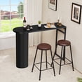thumbnail image 1 of PHOYAL Fluted Kitchen Bar Table, 55.11" Long Half Oval Counter Height Pub Table for Dining Room Living Room, Black, 1 of 6