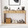 thumbnail image 1 of PHOYAL Fluted Natural Console Table with 3 Drawers, Entryway Table with Storage Shelf, Narrow Wood Sofa Table for Hallway Living Room, 1 of 8