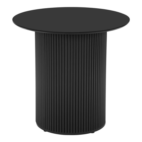 PHOYAL Fluted Small Round Dining Table for 2, 31.5 Inch Circle Dining Table for Kitchen Small Space Apartment, Black