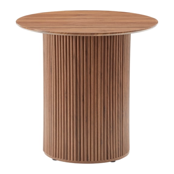 PHOYAL Fluted Small Round Dining Table for 2, 31.5 Inch Circle Dining Table for Kitchen Small Space Apartment, Walnut