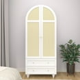 PHOYAL Modern 31.49" Arch Armoire Wardrobe with 2 Rattan Doors
