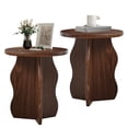thumbnail image 1 of PHOYAL Round Small End Tables for Living Room Set of 2 with Wave Base, Side Table for Bedroom Small Space, Walnut, 1 of 7