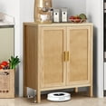 thumbnail image 1 of PHOYAL Wood Carving Rattan Veneer Accent Cabinet, Storage Cabinet with 2 Door and Adjustable Shelves for Entryway, Living Room, Dining Room, Natural, 29.92"L*13.77"W*35.43"H, 1 of 8