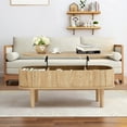 thumbnail image 1 of PHOYAL Wood Lift Top Coffee Table with Storage, Fluted Oval Coffee Table with Hidden Compartments for Living Room, Natural, 1 of 8
