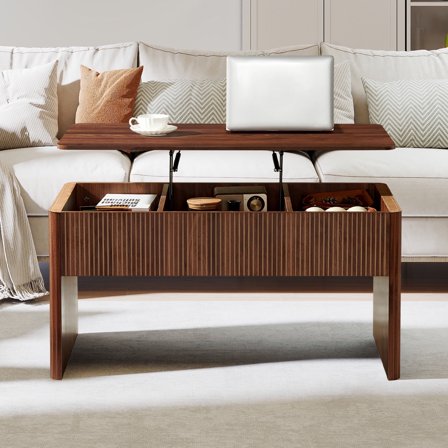 Image showcasing Costway Lift Top Coffee Table, Raised Living Room Furniture with 2 ...