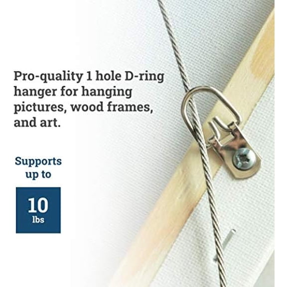PHS D Rings for Picture Hanging - 1000 Pack Small D Ring Picture Hangers with Screws - 10 lbs Metal D-Ring - Easy to Install Frame Hanging Hardware - Pro Quality Hangers - Silver