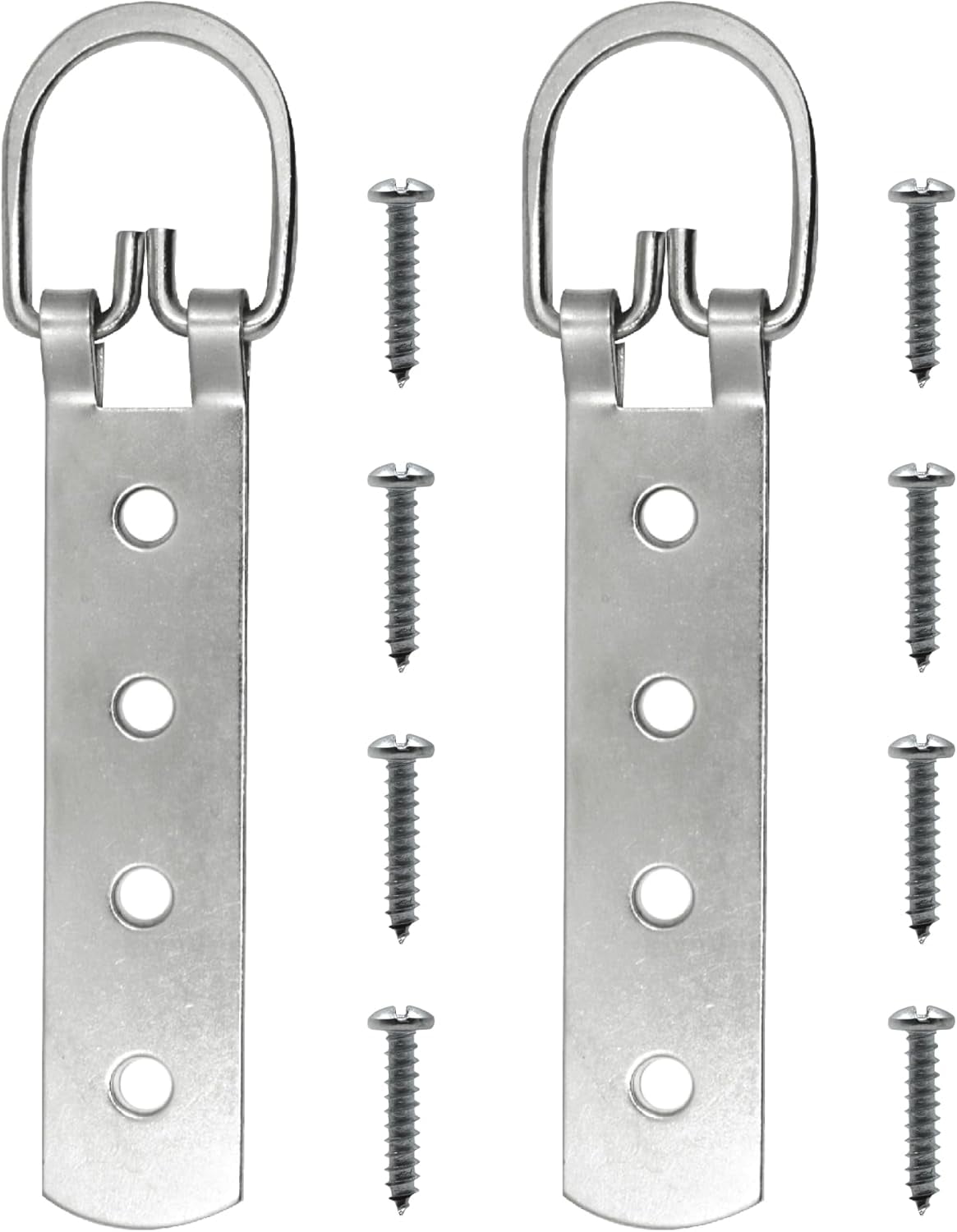 PHS Extra Large Heavy Duty D-Ring Picture Hangers - 2 Pack with Screws - D Hs for Picture Hanging - 200 lb Capacity - 6.5" Steel Strap Hangers for Frames & Mirrors