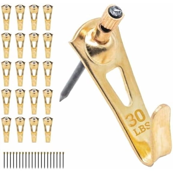 PHS Picture Hanging Hooks - Supports 30 lbs - 100 Pack Plaster Wall Picture Hangers for Frames - Plaster Wall Hangers and Drywall Hooks - Easy to Install Art Hanger and Nails for Hanging Pictures