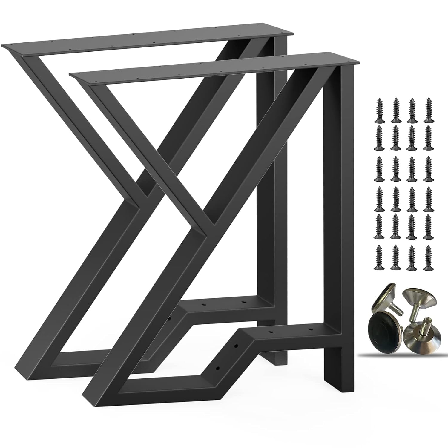 PHWOTAN Upgraded Metal Table Legs 28 Inch x 24Inch 2 Tier Heavy Duty ...