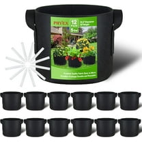PHYEX 12-Pack 5 Gallon Black Grow Bags, Aeration Fabric Pots with Durable Handles, Come with 12 Pcs Plant Labels