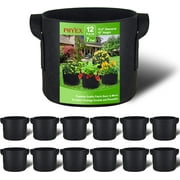 PHYEX 12-Pack 7 Gallon Black Grow Bags, Aeration Fabric Pots with Durable Handles