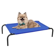 PHYEX Raised Dog Bed for Small Dogs, Breathable Dog Cot Bed for Summer, 33" L x 19" W x 7.5" H, Blue