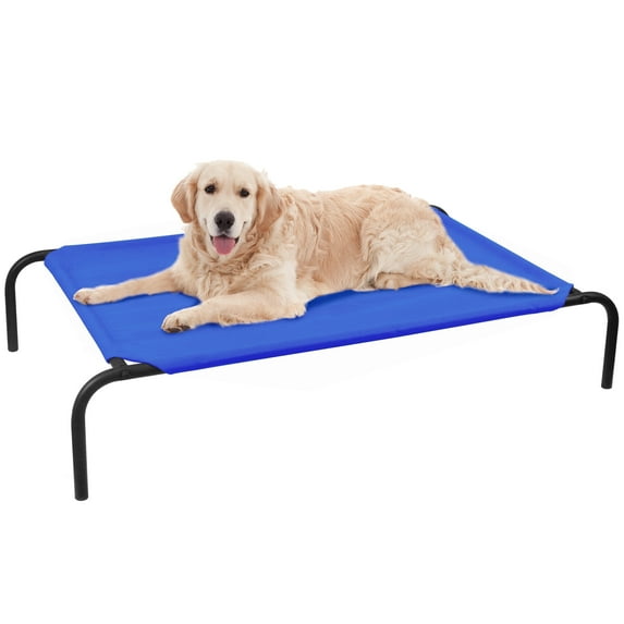 PHYEX Raised Dog Bed for Large Dogs, Breathable Dog Cot Bed for Summer, 50.5" L x 30.5" W x 7.8" H, Blue