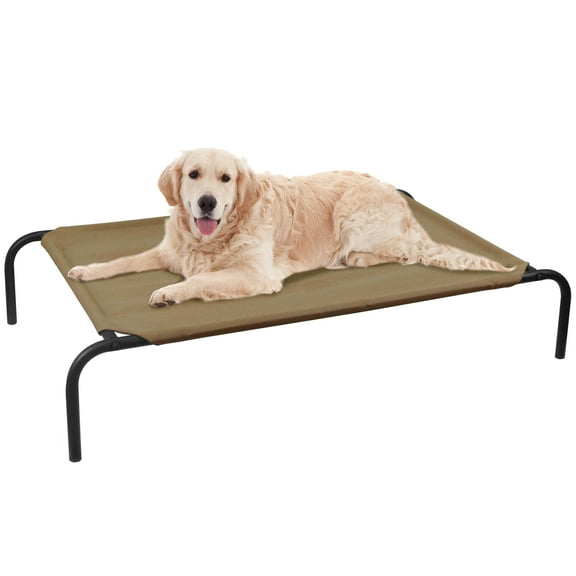 PHYEX Cooling Dog Bed for Large Dogs, Raised Elevated Pet Bed for Indoor Outdoor, 50.5" L x 30.5" W x 7.8" H, Brown