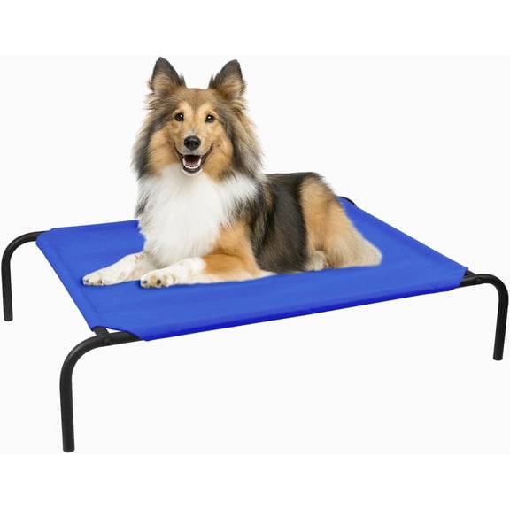PHYEX Dog Cot Bed, Breathable Raised Dog Bed for Medium Dogs, 43.5"L x 25.5"W x 7.8"H, Blue