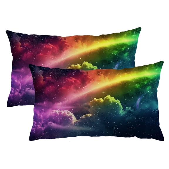PHYHOO 2pcs Color Gradient Light Clouds Throw Pillow Cover 12x20 Inch, Used For Sofa Bed Picnic Home Decoration And Can Also As A Gift
