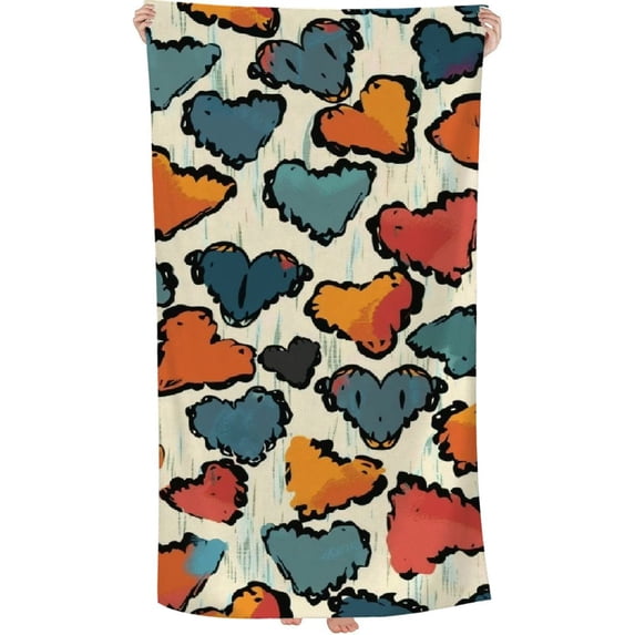 PHYHOO Abstract Colorful Love Printed Microfiber Sand Free Pool Towel Oversized Travel Must Have for The Swimming 30x60in