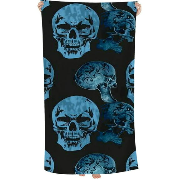 PHYHOO Abstract Gothic Skull Beach Towel, Sand Free Microfiber Beach Blanket, Quick Dry Absorbent Bath Towels for Swimming Pool, Camping, Picnic, Yoga Gym Sports 30x60in