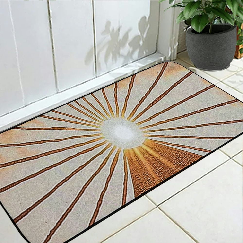 PHYHOO Abstract Sun Sunset Sunshine Waterproof Door Mat Outdoor Entrance Non-Slip Doormat for Bohemian Home Front Door Porch Outdoor Indoor Decorations 19.68*47.24 in