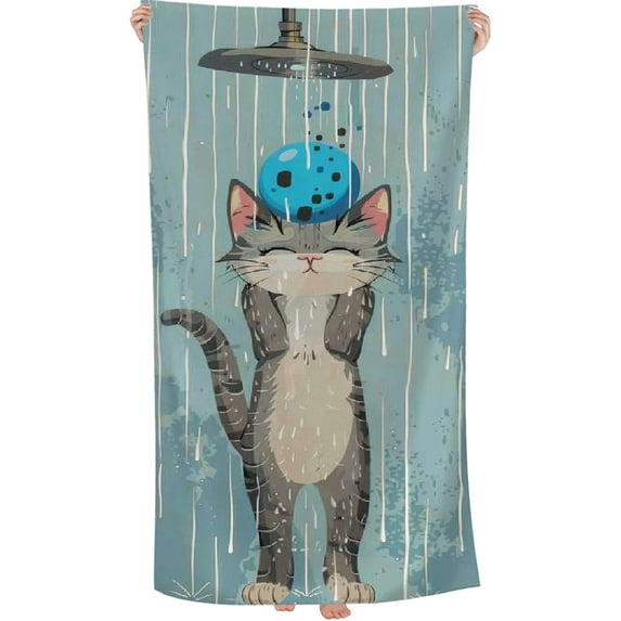PHYHOO Animal Cat , Sand Free Microfiber Beach Blanket, Quick Dry Absorbent Bath Towels for Swimming Pool, Camping, Picnic, Yoga Gym Sports 30x60in
